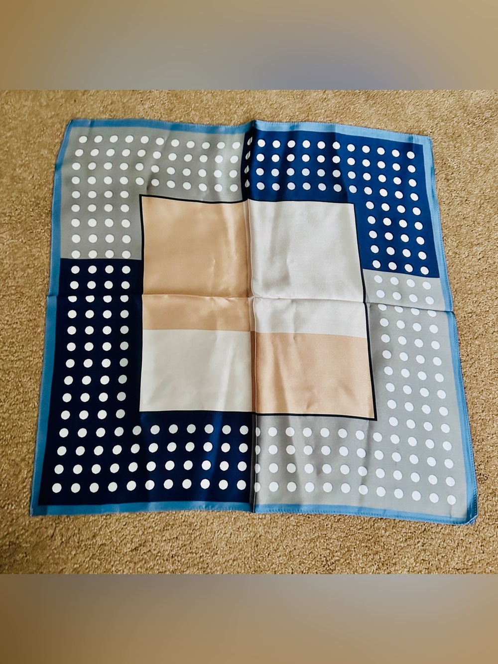 100% Mulberry Silk Scarf - Geometric  Polka Dots